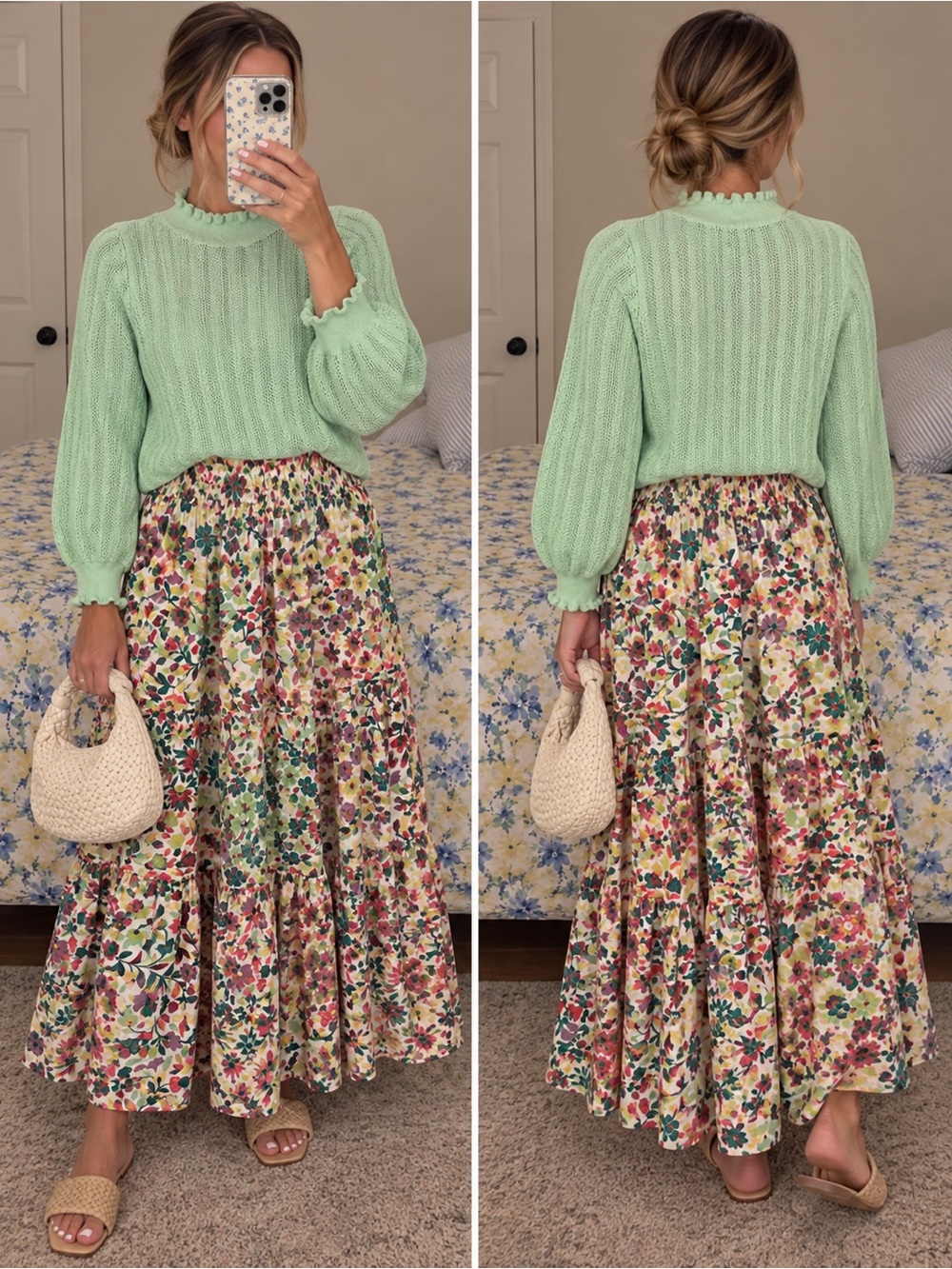 J. Crew Mint Green Open-Knit Sweater with Scalloped Trim